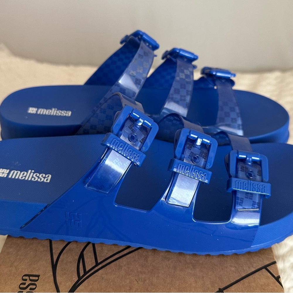 Melissa Blue Sandals with Modern Cage Design - Picture 3 of 7
